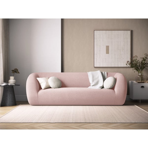 Svijetlo ružičasta sofa od bouclé tkanine 230 cm Essen – Cosmopolitan Design-image-1