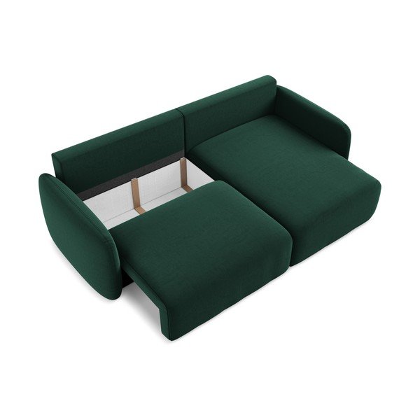 Tamno zelena baršunasti sklopiva/s prostorom za odlaganje kutna garnitura (s desnim kutom/s ležaljkom) Kalena – Makamii-image-4