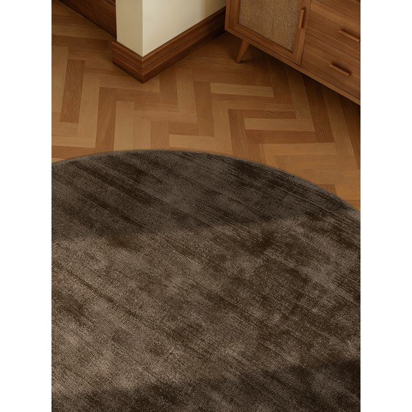 Smeđi ručno rađen okrugao tepih viskozan ø 150 cm Noemi – Vikosa-image-3
