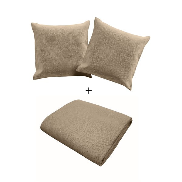 Bež prošiven set prekrivača i jastučnice od mikrovlakana 240x220 cm Romane – douceur d'intérieur-image-2