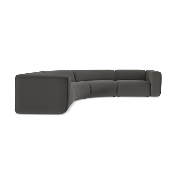 Siva baršunasti kutna garnitura Ekahi – Makamii-image-2