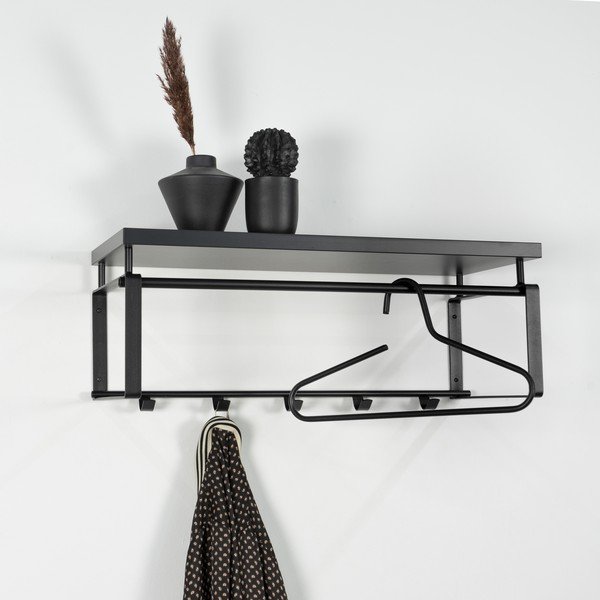 Crna metalna zidna vješalica s policom 70 cm Rex – Spinder Design-image-1