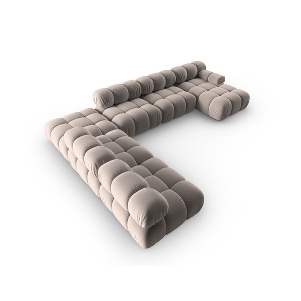 Svjetlo smeđa baršunasti kutna garnitura (s lijevim kutom/u obliku slova "U") Bellis – Micadoni -image-4