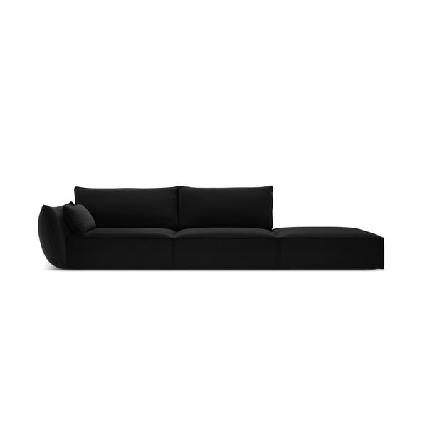 Crna baršunasta sofa s lijevim kutom 264 cm Vanda – Mazzini Sofas