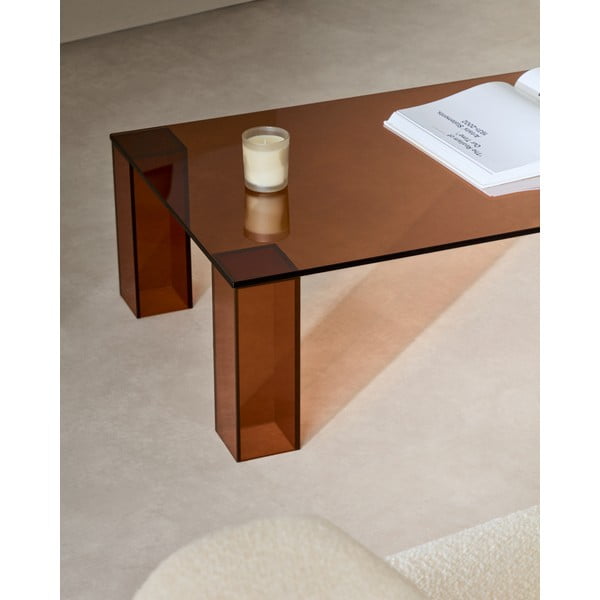 Smeđi stakleni stolić za kavu 60x140 cm Adularia – Kave Home-image-2