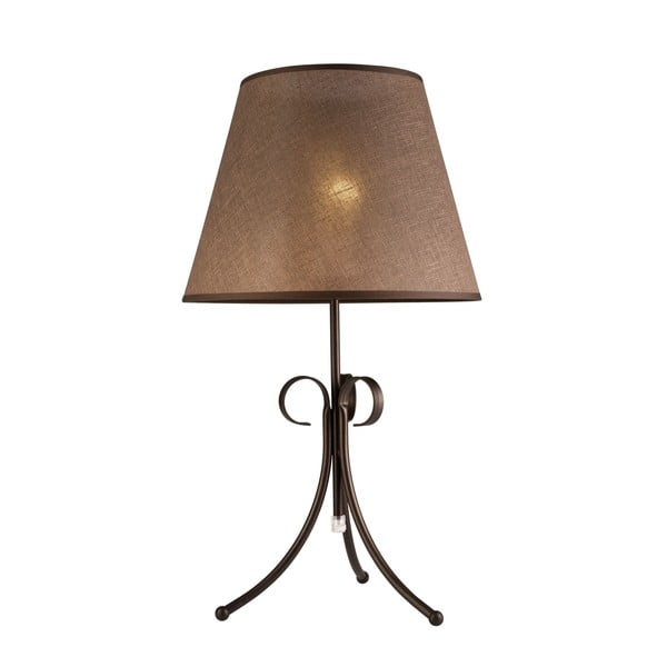 Tamno smeđa stolna lampa s tekstilnim sjenilom (visina 55 cm) Lorenzo – LAMKUR