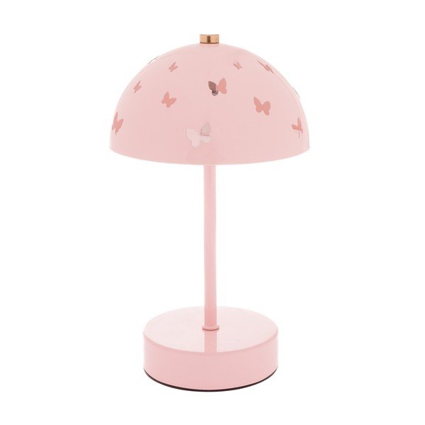 Ružičasta metalna dječja stolna lampa Butterfly – Dakls
