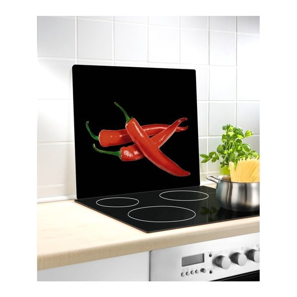 Staklena zaštita za kuhinjski zid iza štednjaka Wenkoo Peperoni, 50 x 56 cm-image-1