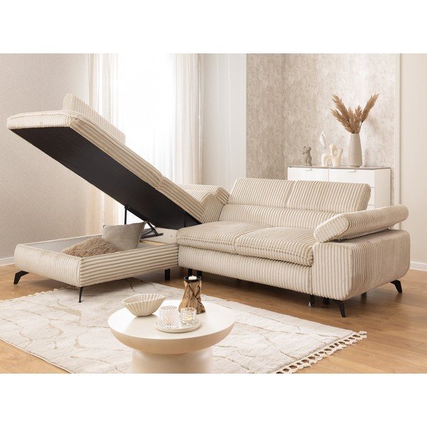 Bež kutna garnitura od samta (s lijevim kutom/u obliku slova L) Marbeya  – Ropez-image-4