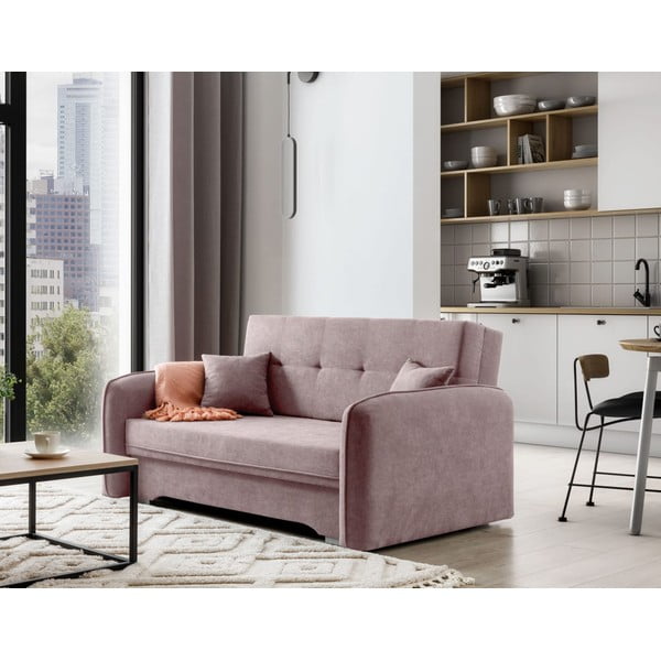 Ružičasta sklopiva/s prostorom za odlaganje sofa od šenila 155 cm Laine – ELTAP-image-3