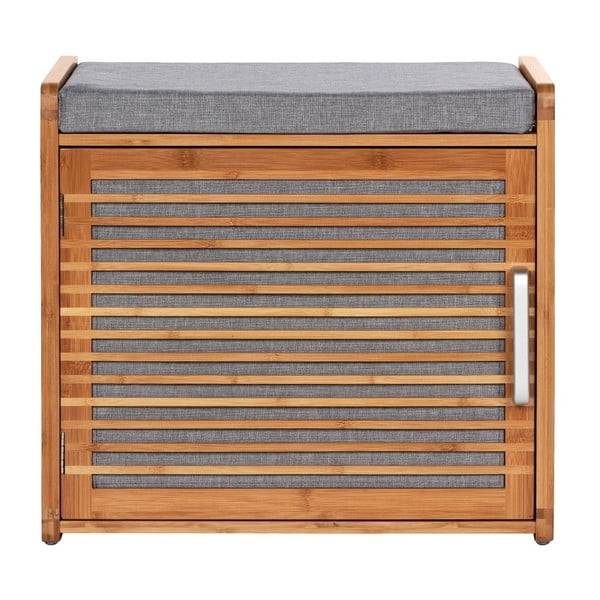 Sivi/smeđi od bambusa ormarić za cipele s klupom Bahari – Wenko-image-2