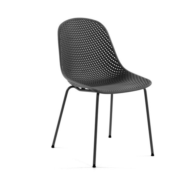 Tamno siva metalna vrtna stolica Quinby – Kave Home