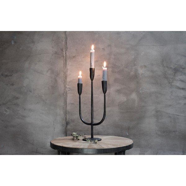 Crni metal tri komad svijećnjaka mbata, visina 39 cm-image-1