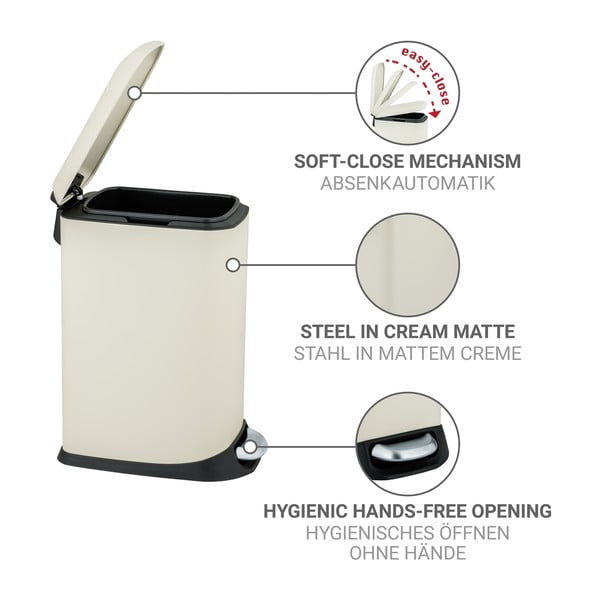 Krem željezna kanta za smeće s pedalom 20 l Design – Wenko-image-4