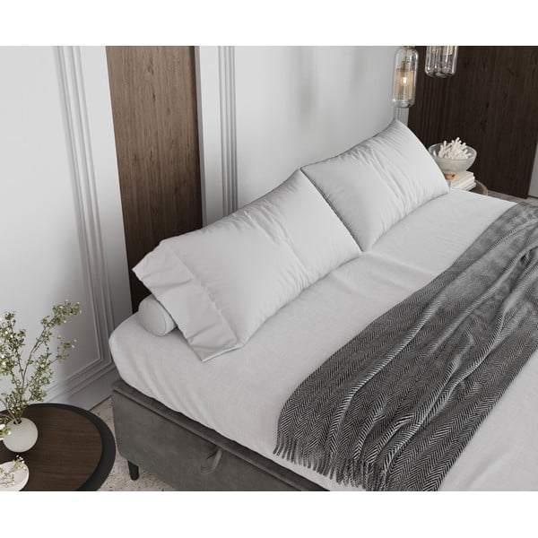 Svijetlo sivi tapecirani bračni krevet s prostorom za pohranu 200x200 cm Tate – Maison de Rêve-image-4