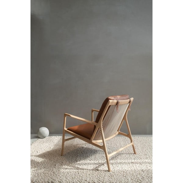 Smeđa/u prirodnoj boji kožna fotelja Dedo – Gazzda-image-2