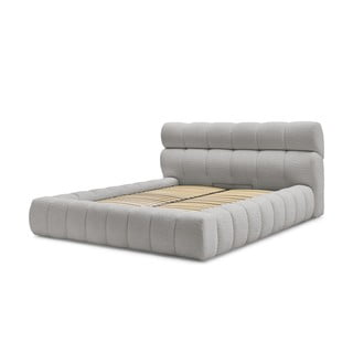 Svijetlo sivi tapecirani bračni krevet s prostorom za odlaganje s podnicom 180x200 cm Mont Blanc – Bobochic Paris