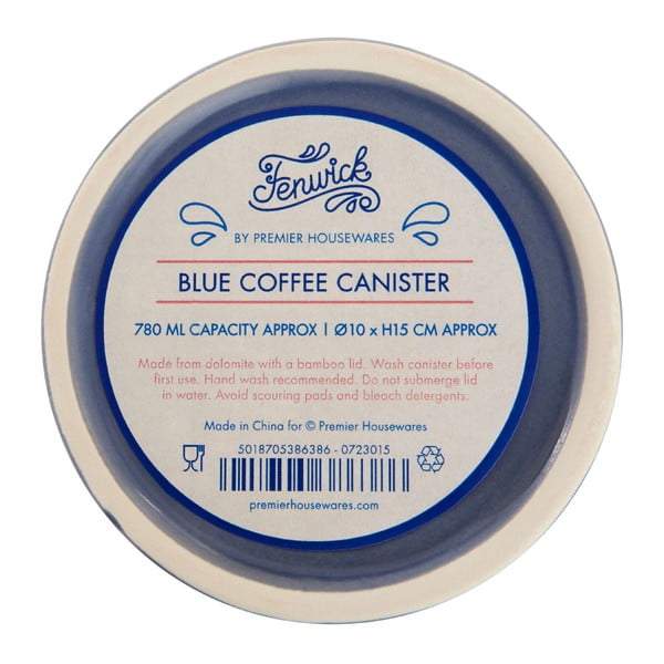 Plava kutija za kavu s poklopcem od bambusa Premier Housewares Fenwick-image-1