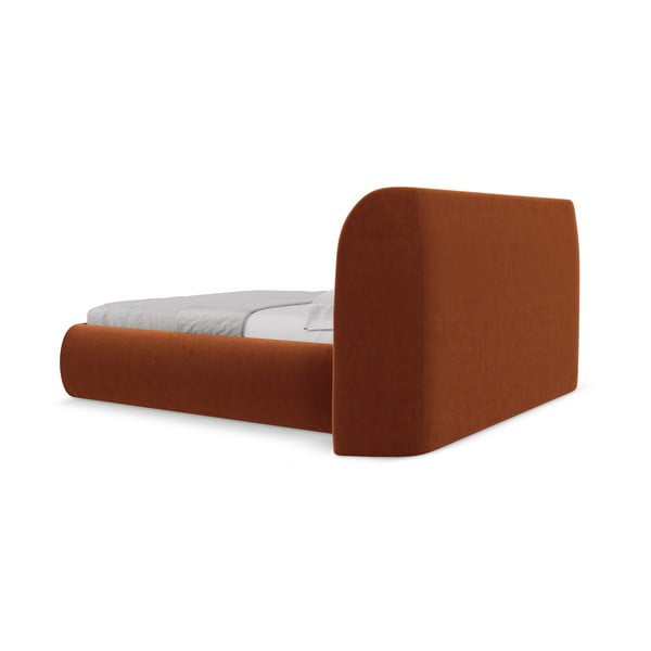 Tapecirani bračni krevet s prostorom za odlaganje s podnicom 160x200 cm boje terakote Hauke – Makamii-image-4