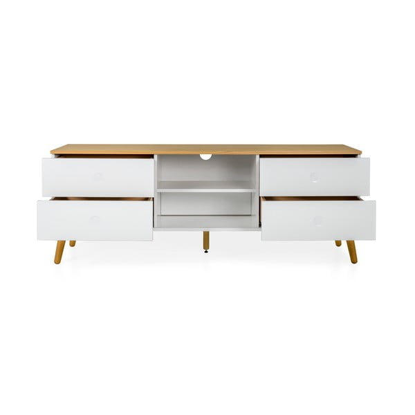 Bijela komoda za TV s nogama od hrastovog drva Tenzo Dot, širina 162 cm-image-4