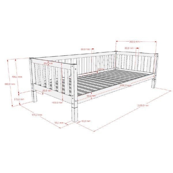 Dječji krevet od masivnog bora s podnicom 90x200 cm u prirodnoj boji Dallas – Vipack-image-4