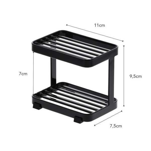 Crna posuda za sapun s prostorom za odlaganje YAMAZAKI Tower-image-3