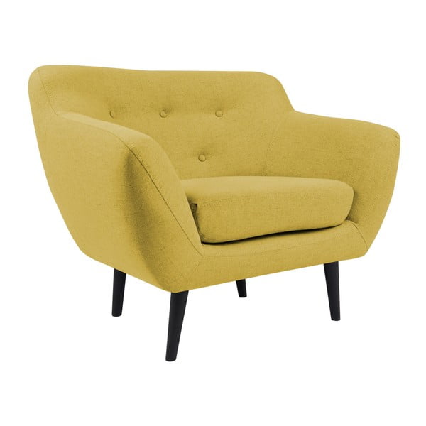 Žuta fotelja sa smeđim nogama Mazzini Sofas Pijemont-image-3