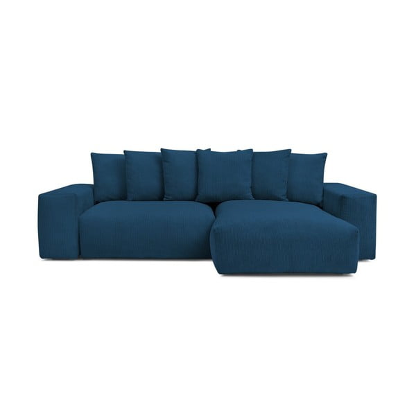 Plava sklopiva/s prostorom za odlaganje kutna garnitura od samta Voltaire – Bobochic Paris