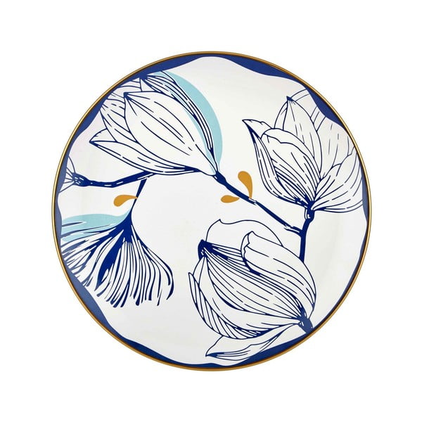 Set od 6 bijelih porculanskih tanjura s plavim cvjetovima Mia Bloom, ⌀ 26 cm