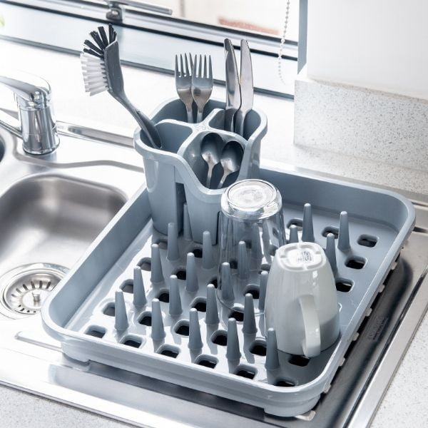 Sivi plastičan ocjeđivač za posuđe 38x33,5 cm Eco Range – Addis-image-4