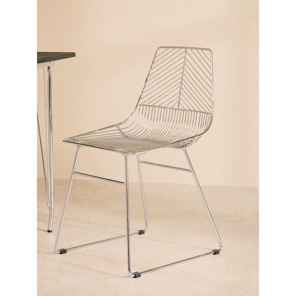 Metalna blagovaonska stolica u srebrnoj boji District – Premier Housewares-image-1