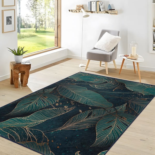 Petrolej zeleni perivi tepih 80x150 cm Midnight Jungle – Mila Home-image-2