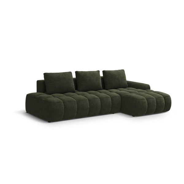 Zelena baršunasti sklopiva/s prostorom za odlaganje kutna garnitura (s desnim kutom/s ležaljkom) Linz – Cosmopolitan Design-image-2