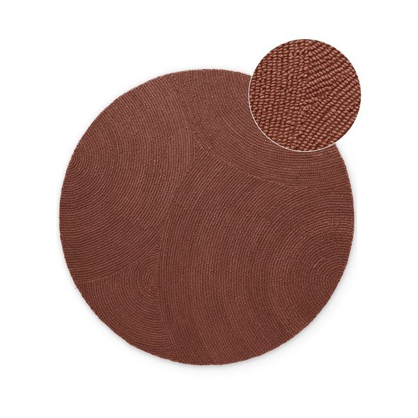 Ciglasti ručno rađen vunen okrugao tepih ø 150 cm Calmio – Hanse Home