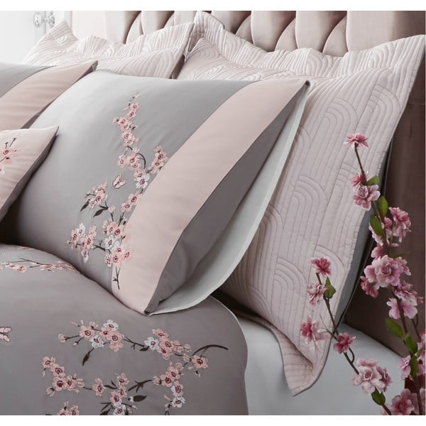 Set od 2 ružičasto-sive prošivene jastučnice Catherine Lansfield Blossom, 75 x 50 cm-image-1
