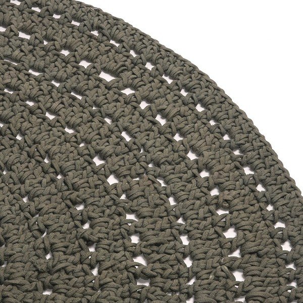 Tamnozeleni okrugli pamučni tepih LABEL51 Knitted, ⌀ 150 cm-image-1