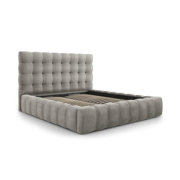 Svijetlo sivi tapecirani bračni krevet s prostorom za pohranu s podnicom 200x200 cm Bali – Cosmopolitan Design