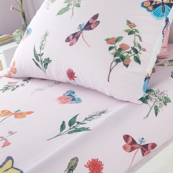 Dječja plahta s gumom za krevet za jednu osobu 90x190 cm Butterfly Garden – RHS