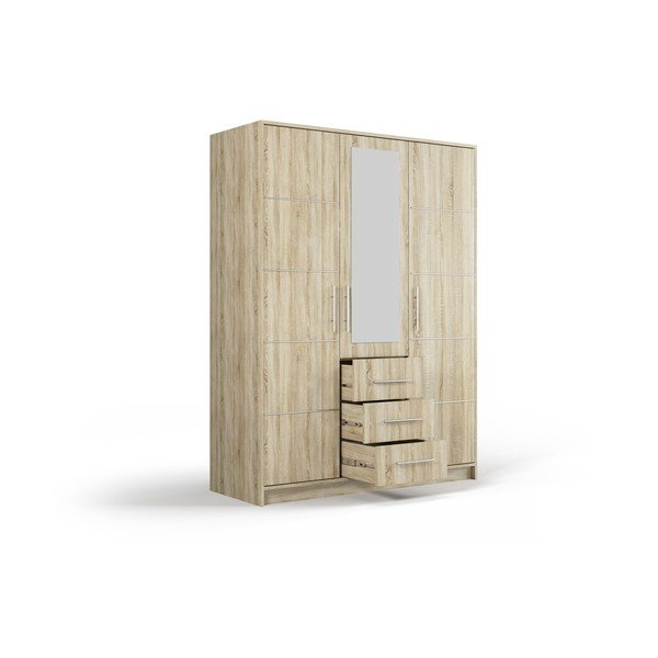 Ormar u dekoru hrasta s ogledalom 147x200 cm Derry - Cosmopolitan Design-image-3