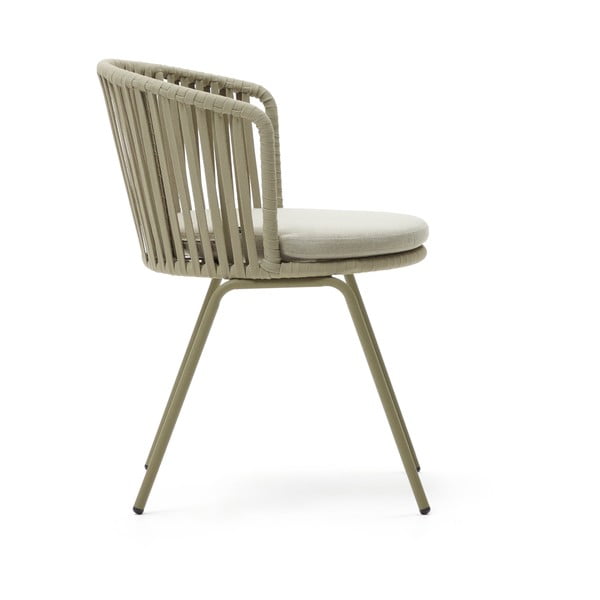 Bež metalna vrtna stolica Saconca - Kave Home-image-3