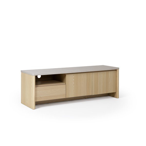 Bijela/u svijetloj prirodnoj boji TV komoda u dekoru hrasta 153x50x45 cm Dore – Marckeric-image-4