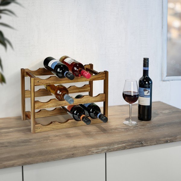 Držač za boce vina od masivnog bagrema u prirodnoj boji broj boca 12 kom 42x28x21 cm Fondi – Wenko-image-1