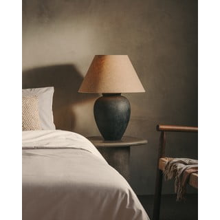 Crna/bež stolna lampa s tekstilnim sjenilom (visina 60 cm) Mercadal – Kave Home