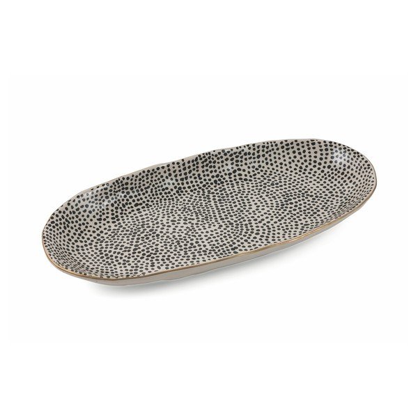 Crni ovalni tanjur od zemljanog posuđa Villa d'Este Masai, dužine 39 cm-image-1