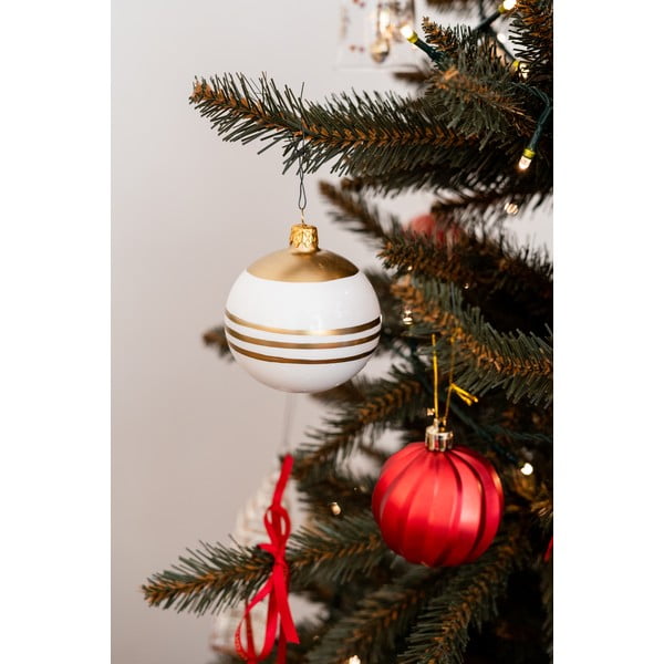 Set od 3 staklena božićna ukrasa u bijelo-zlatnoj boji Ego Dekor-image-1