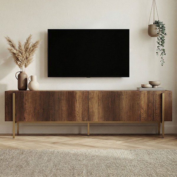 TV komoda u dekoru oraha u tamnoj prirodnoj boji 180x45x30 cm Nexus – Kalune Design-image-3