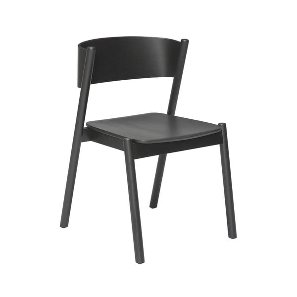 Crna blagovaonska stolica od hrastovine Oblique - Hübsch