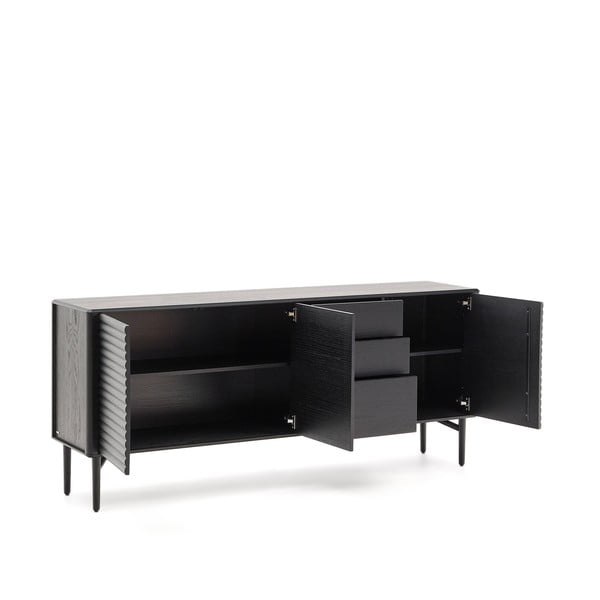 Crna komoda u dekoru hrasta 200x86x45 cm Lenon – Kave Home-image-2