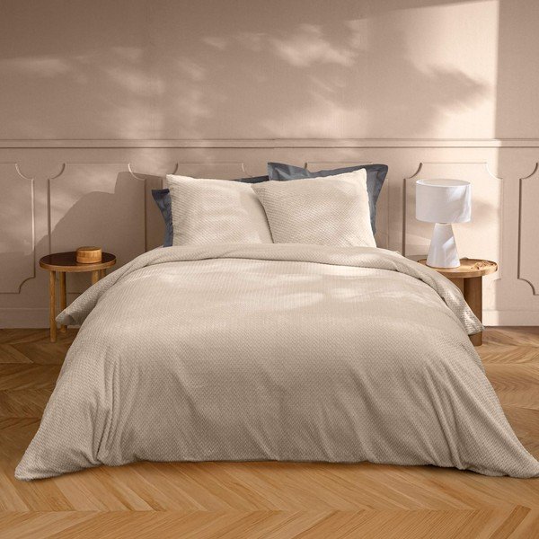 Bež 3-dijelna flanelska posteljina za bračni krevet/za produženi krevet 240x220 cm Flanela – douceur d'intérieur-image-1