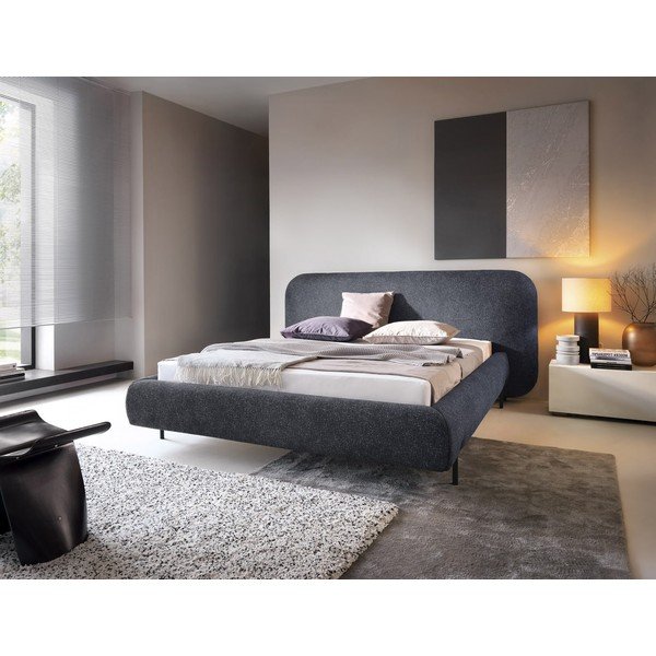 Plavi tapecirani bračni krevet s prostorom za odlaganje s podnicom 140x200 cm Pointt – ELTAP-image-1